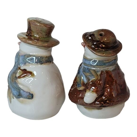 Vintage Nicholas Square Snowman Salt & Pepper Shakers Forest Friends - Picture 2 of 8